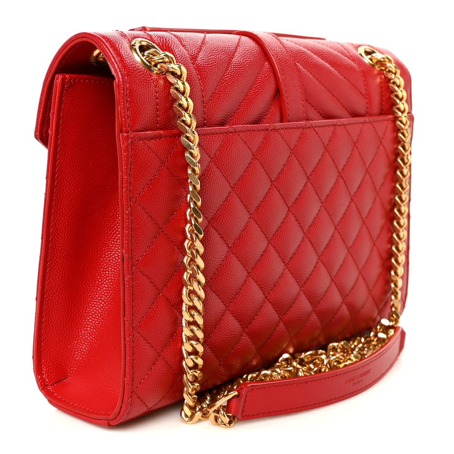 Grain De Poudre Textured Mixed Matelasse Triquilt Medium Monogram Satchel New Red