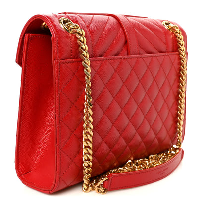 Saint Laurent Grain De Poudre Textured Mixed Matelasse Triquilt Medium Monogram Satchel New Red 3 of 11