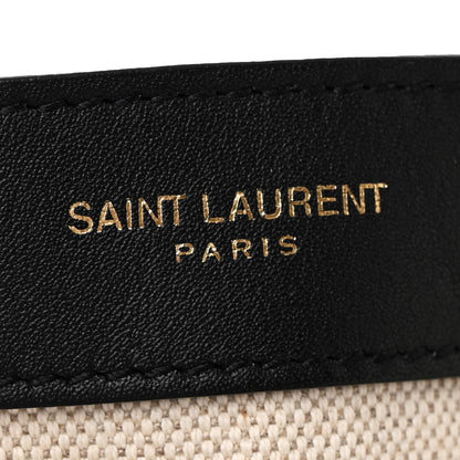 Saint Laurent Canvas Calfskin Tag Hobo White Black 9 of 12