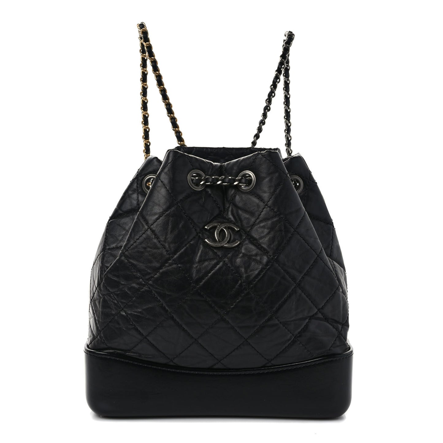 Aged Calfskin Quilted Small Gabrielle Backpack Black