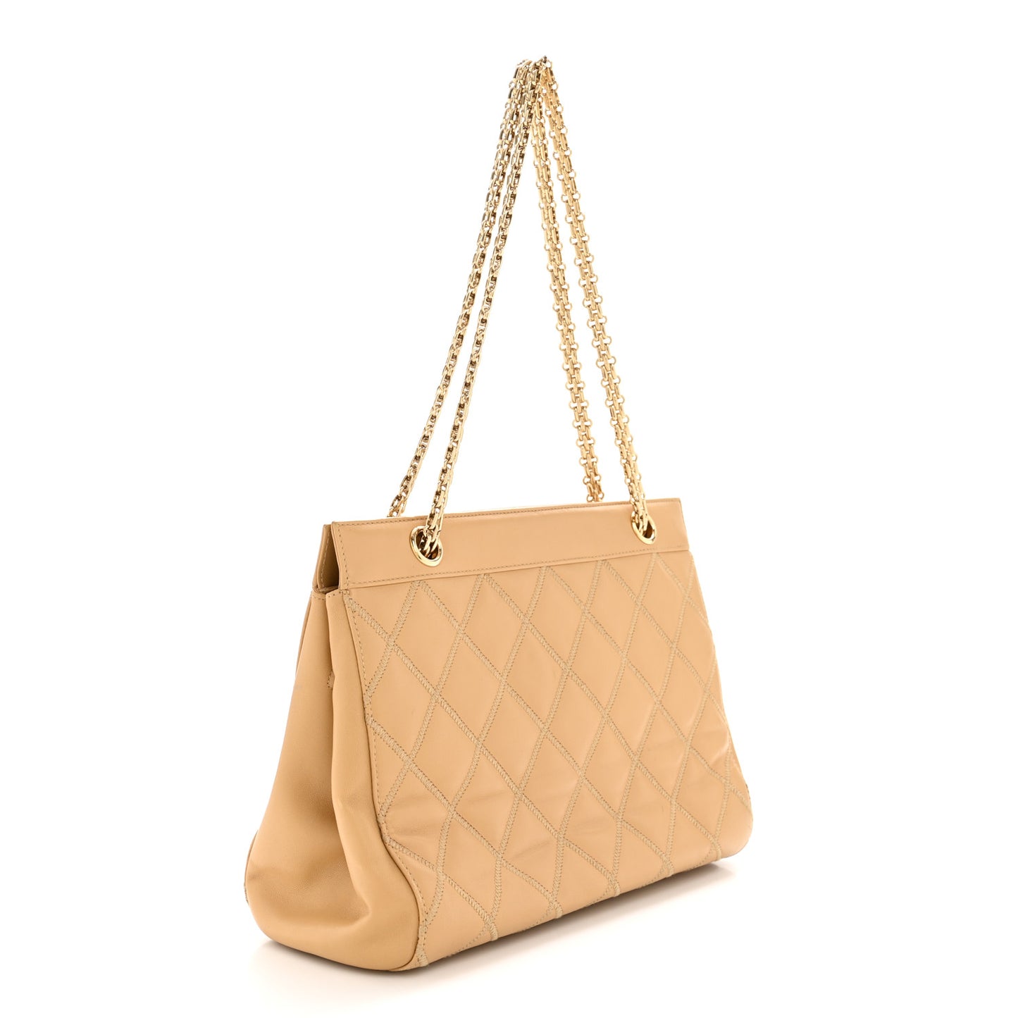 Lambskin Quilted CC Shoulder Bag Beige