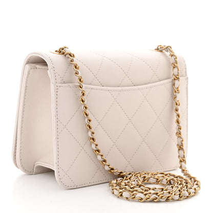 Chanel Calfskin Quilted Crystal Pearl Small Flap Bag White 3 of 10