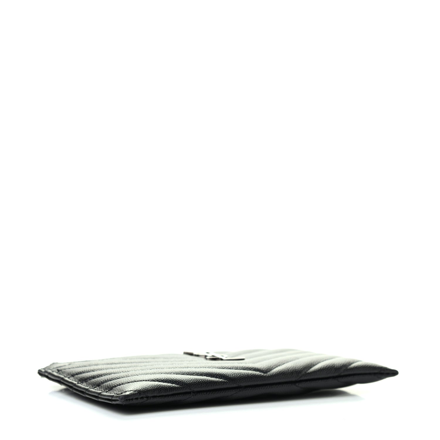 Saint Laurent Grain De Poudre Chevron Monogram Bill Pouch Black 4 of 7