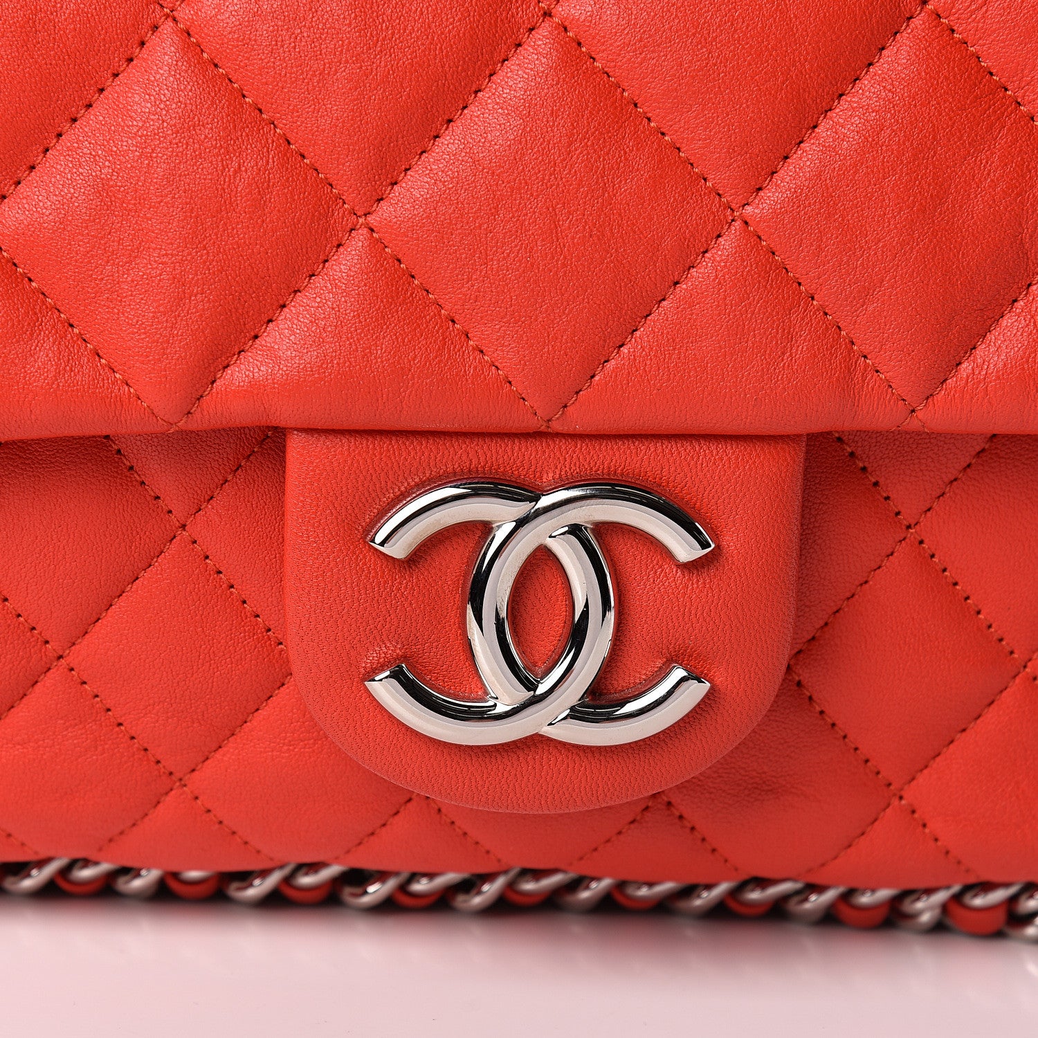 Chanel Washed Lambskin Quilted Maxi Chain Around Flap Red 8 of 11