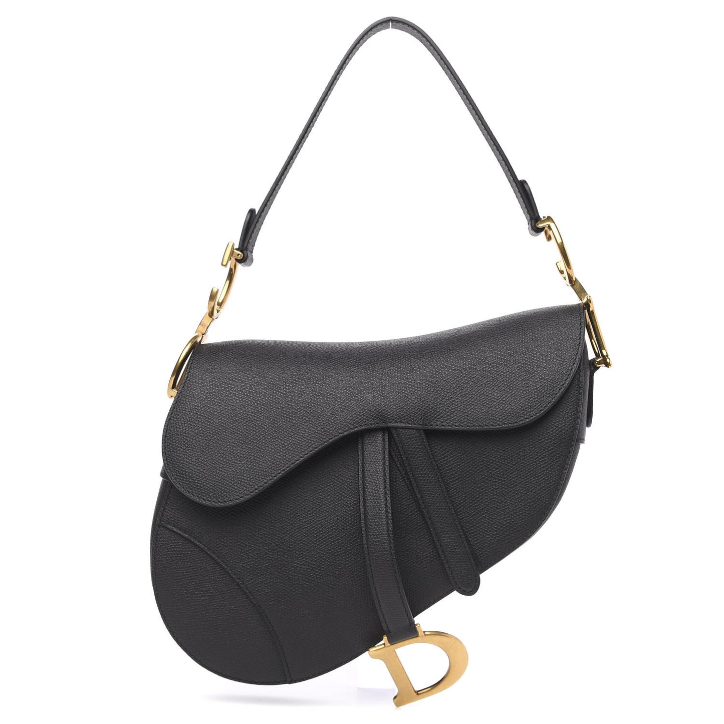 Grained Calfskin Saddle Bag Black