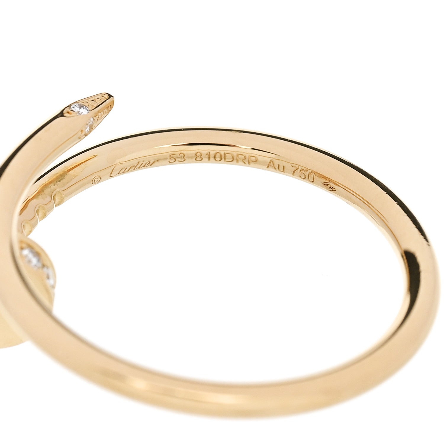 Cartier 18K Yellow Gold Diamond Small Juste Un Clou Ring 54 6.75 5 of 5