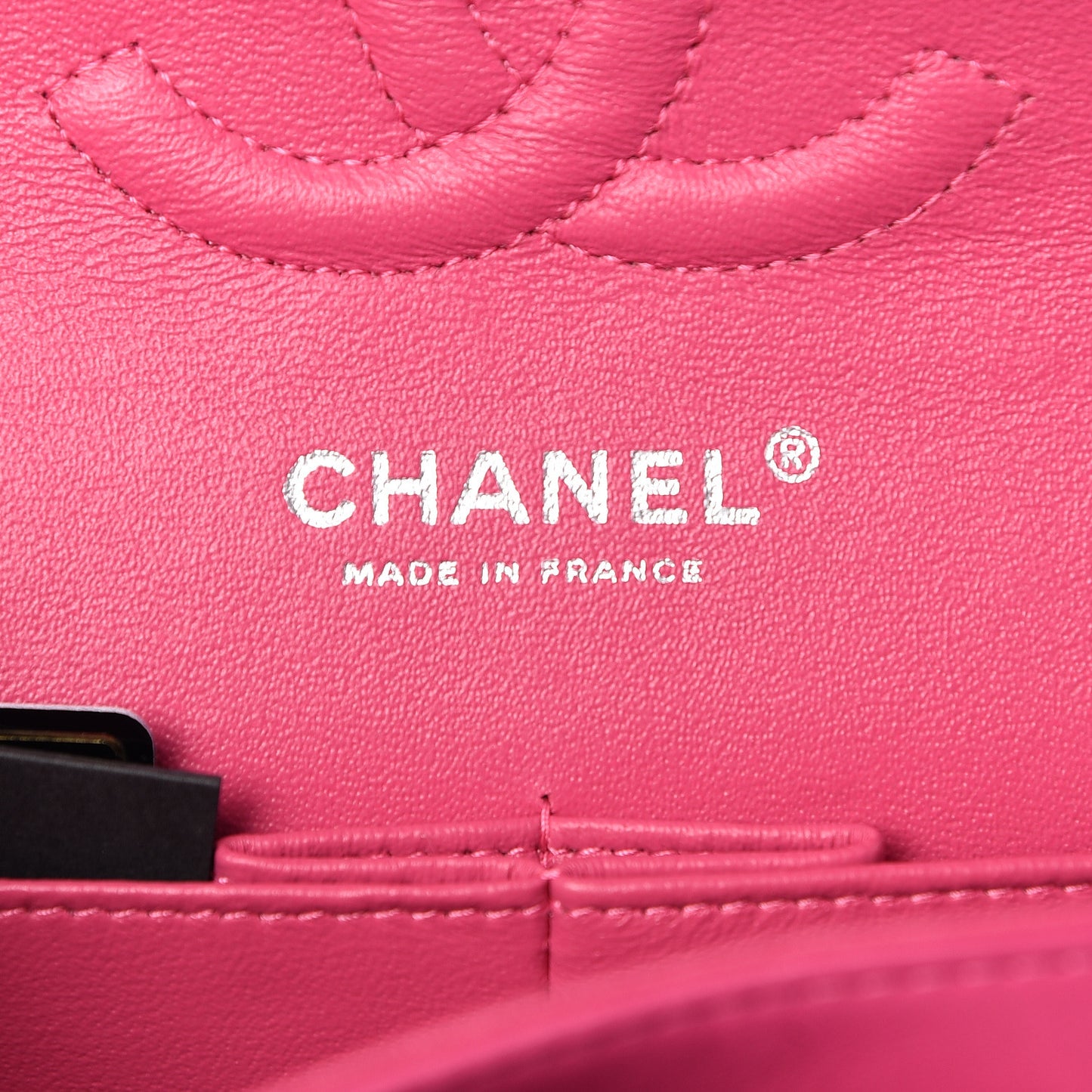 Patent Quilted Medium Double Flap Fuchsia