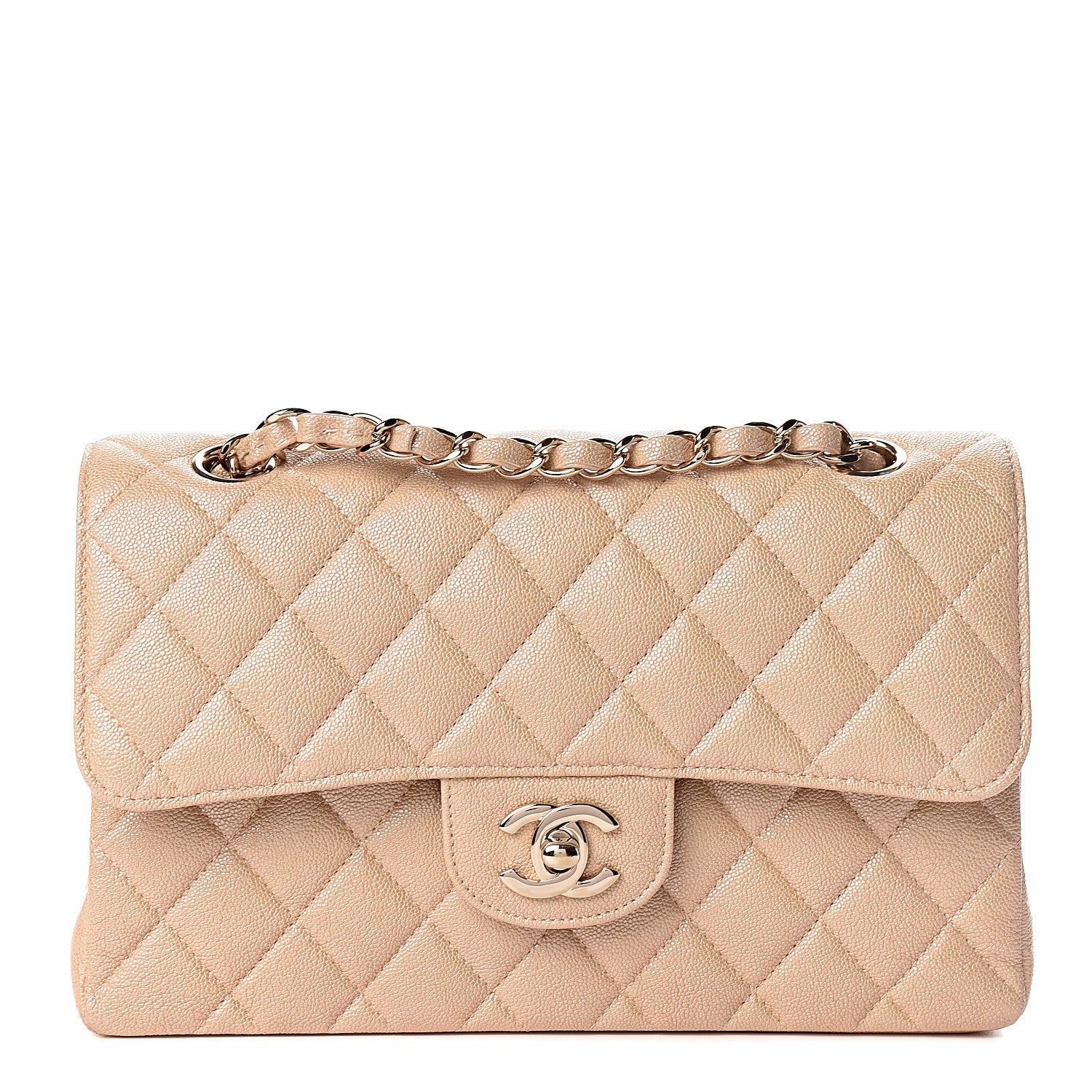 Chanel Iridescent Caviar Quilted Small Double Flap Beige 1 of 10