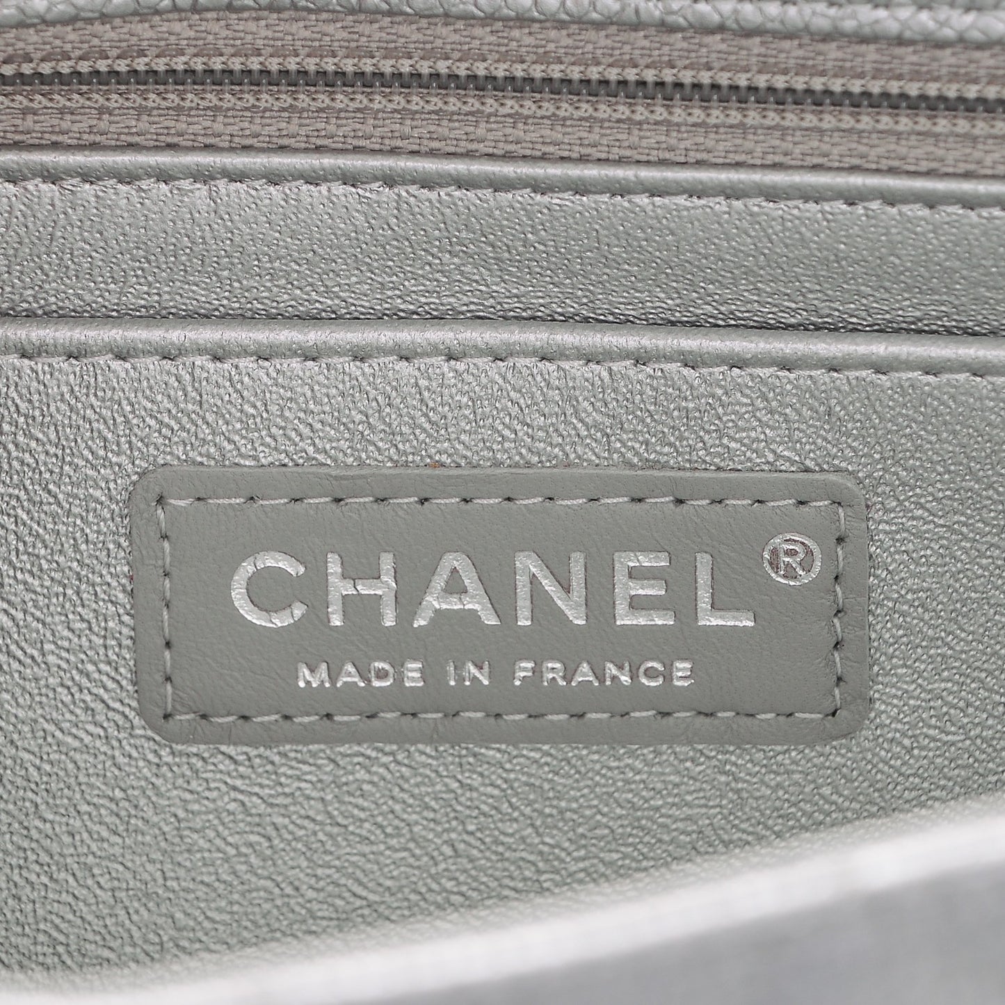 Metallic Caviar Quilted Mini Rectangular Flap Silver