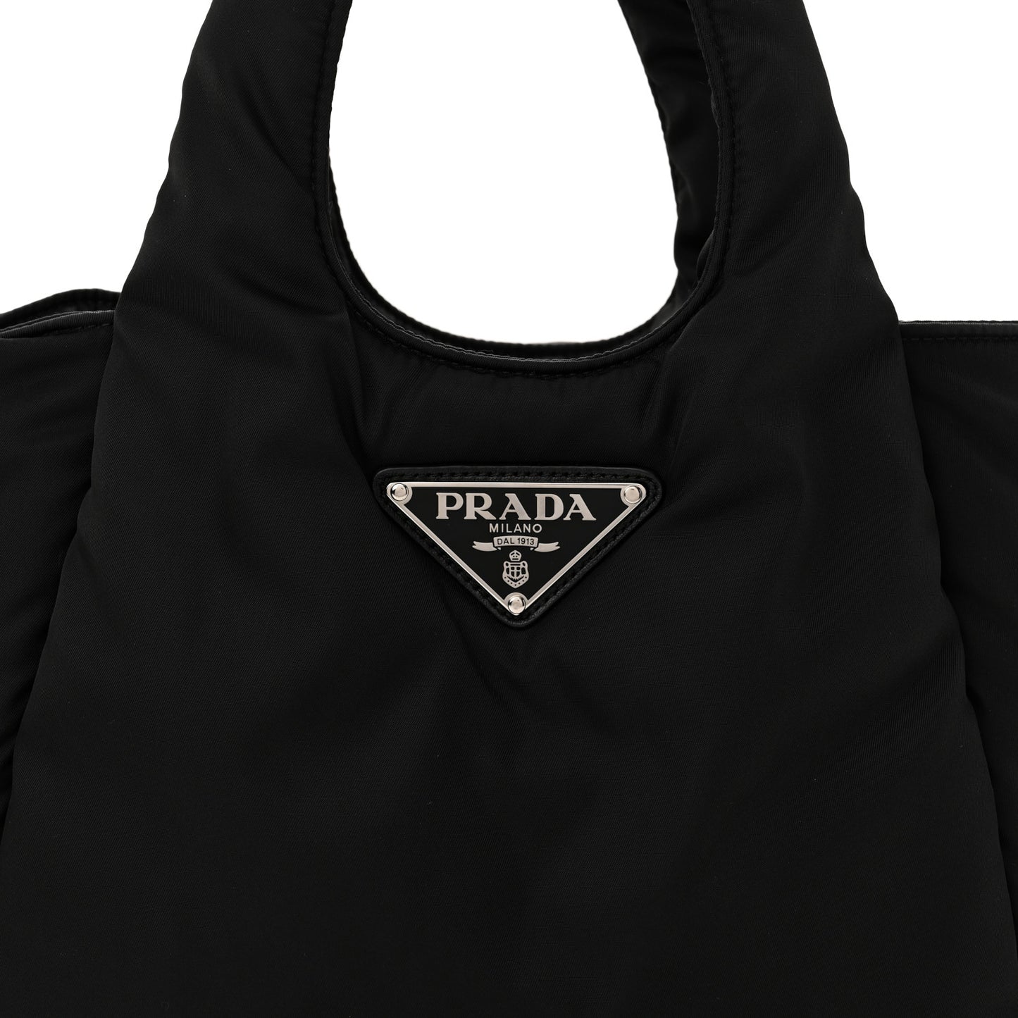 Re-Nylon Soft Padded Small Double Handled Shoulder Bag Black
