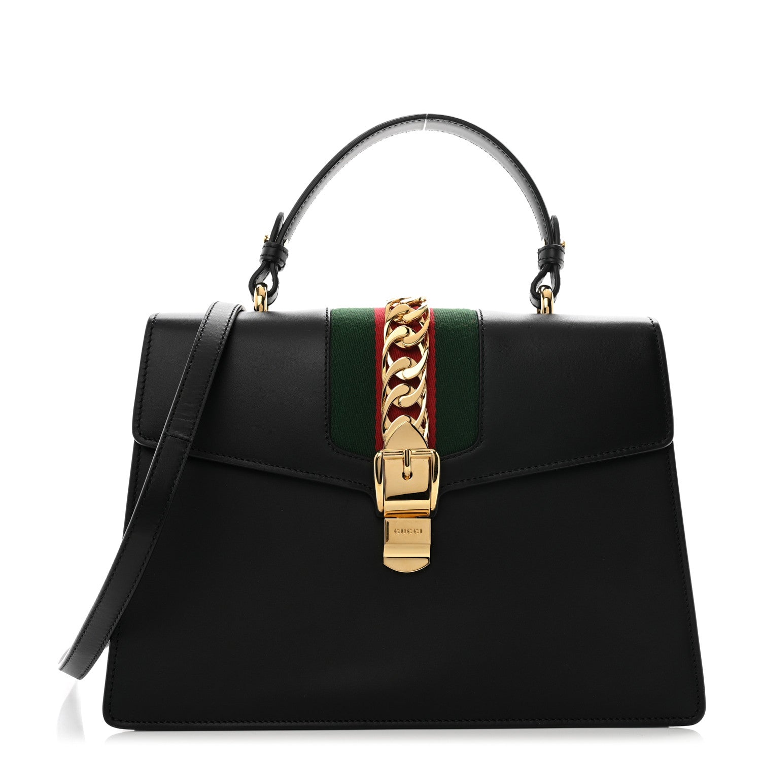 Gucci Calfskin Medium Sylvie Top Handle Bag Black 1 of 12