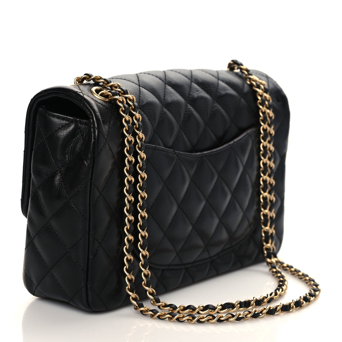 Calfskin Quilted Rock The Corner Flap Black