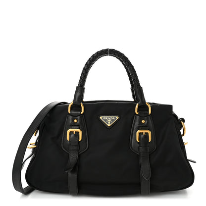 Prada Tessuto Nylon Soft Calfskin Shopping Satchel Black 1 of 11