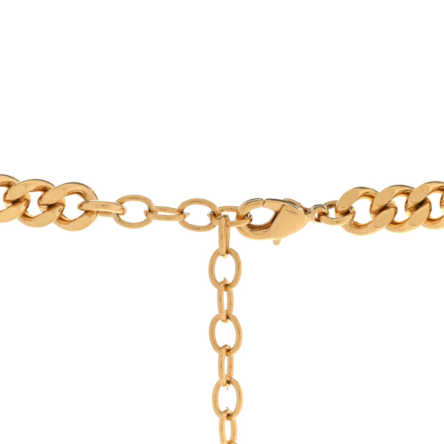 Metal Crystal Chain Logo Necklace Gold