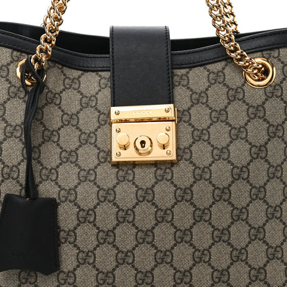 Gucci GG Supreme Monogram Medium Padlock Tote Black 8 of 10