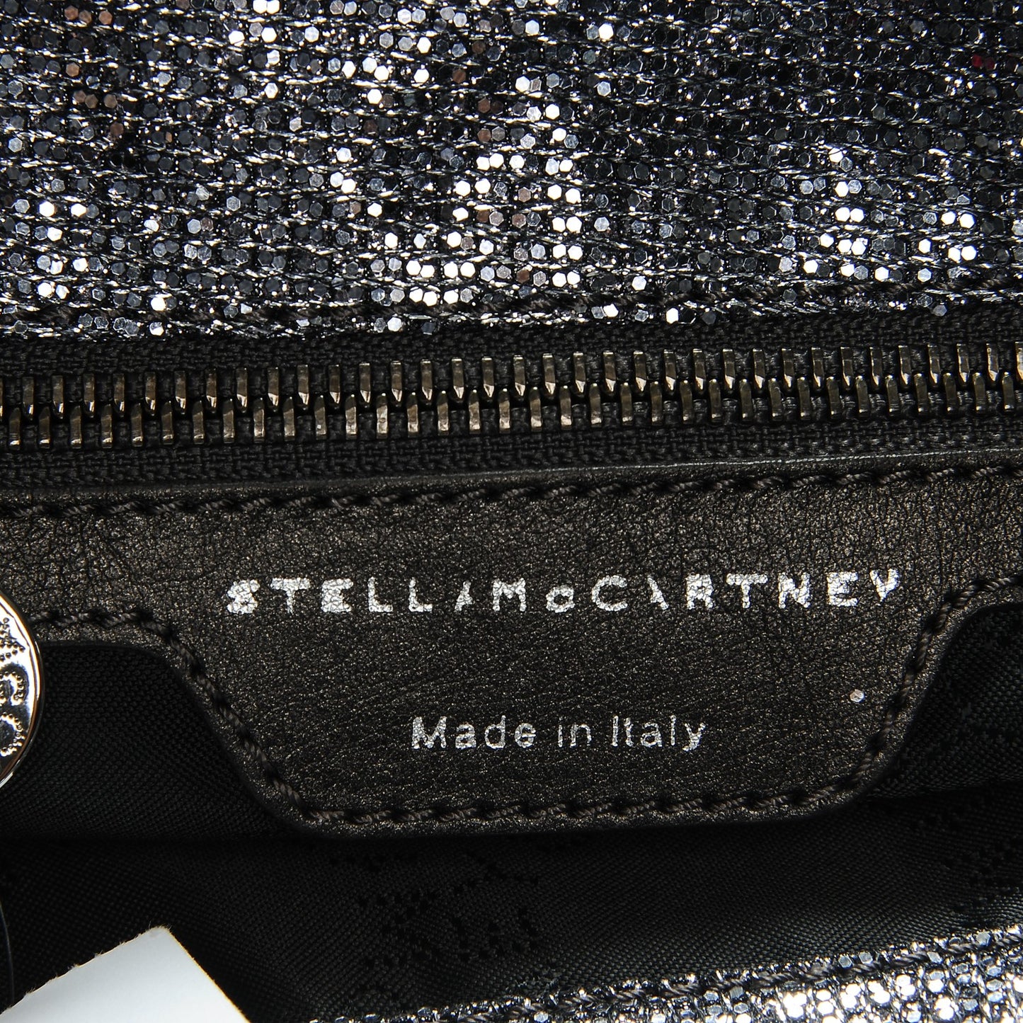 Metallic Glitter Small Falabella Tote Silver