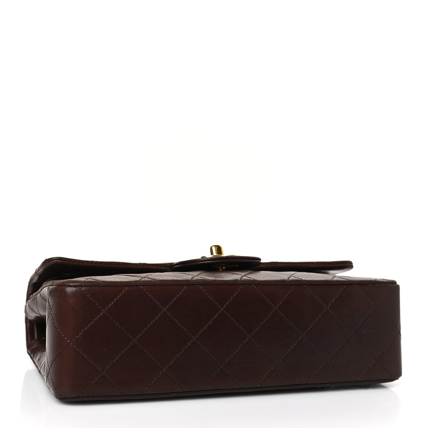 Lambskin Quilted Small Double Flap Dark Brown