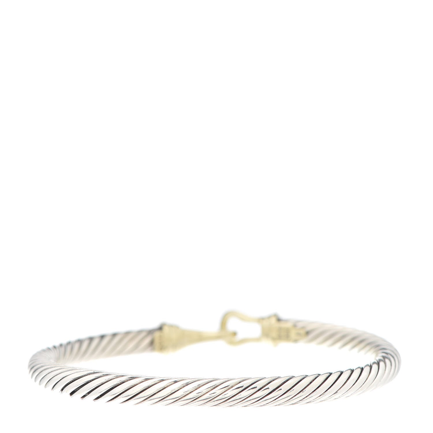 David Yurman Sterling Silver 14K Yellow Gold 5mm Cable Classic Buckle Bracelet 3 of 5