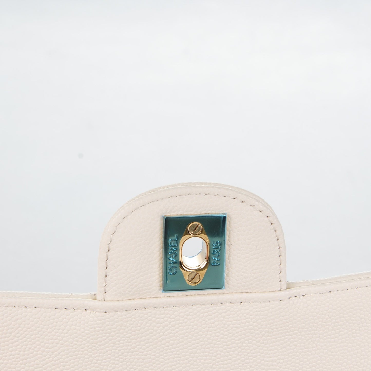 Caviar Quilted Mini Square Flap White