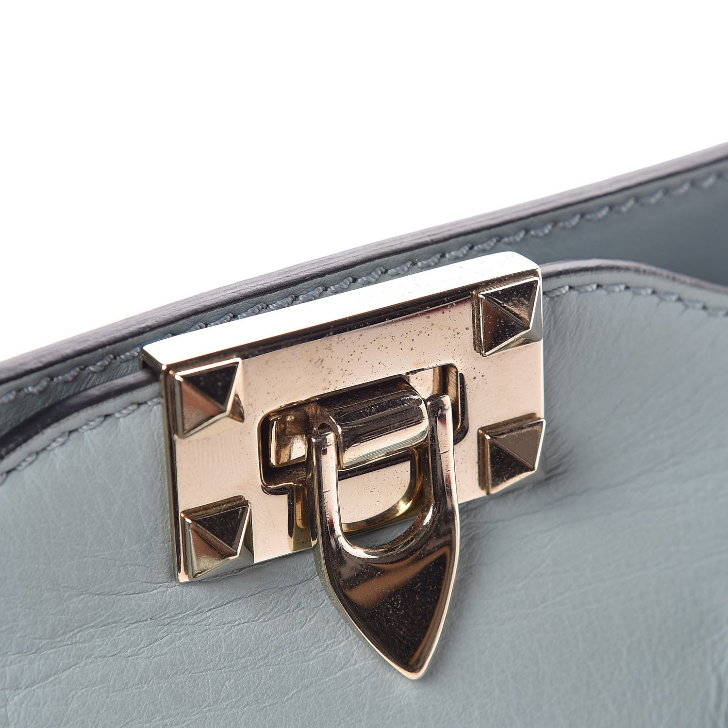 Valentino Garavani Vitello Mini Rockstud Double Handle Tote Sky Sorbet 10 of 11