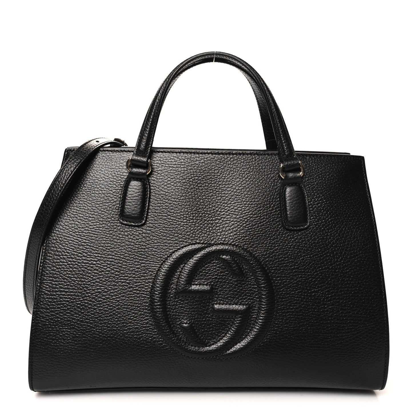 Dollar Calfskin Large Soho Top Handle Satchel Black