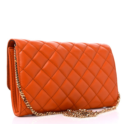 Versace Lambskin Quilted Medusa Wallet On Chain Crossbody Dark Orange 3 of 9