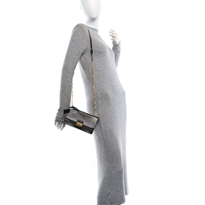 Prada Saffiano Vernice Lock Flap Chain Bag Black 2 of 10