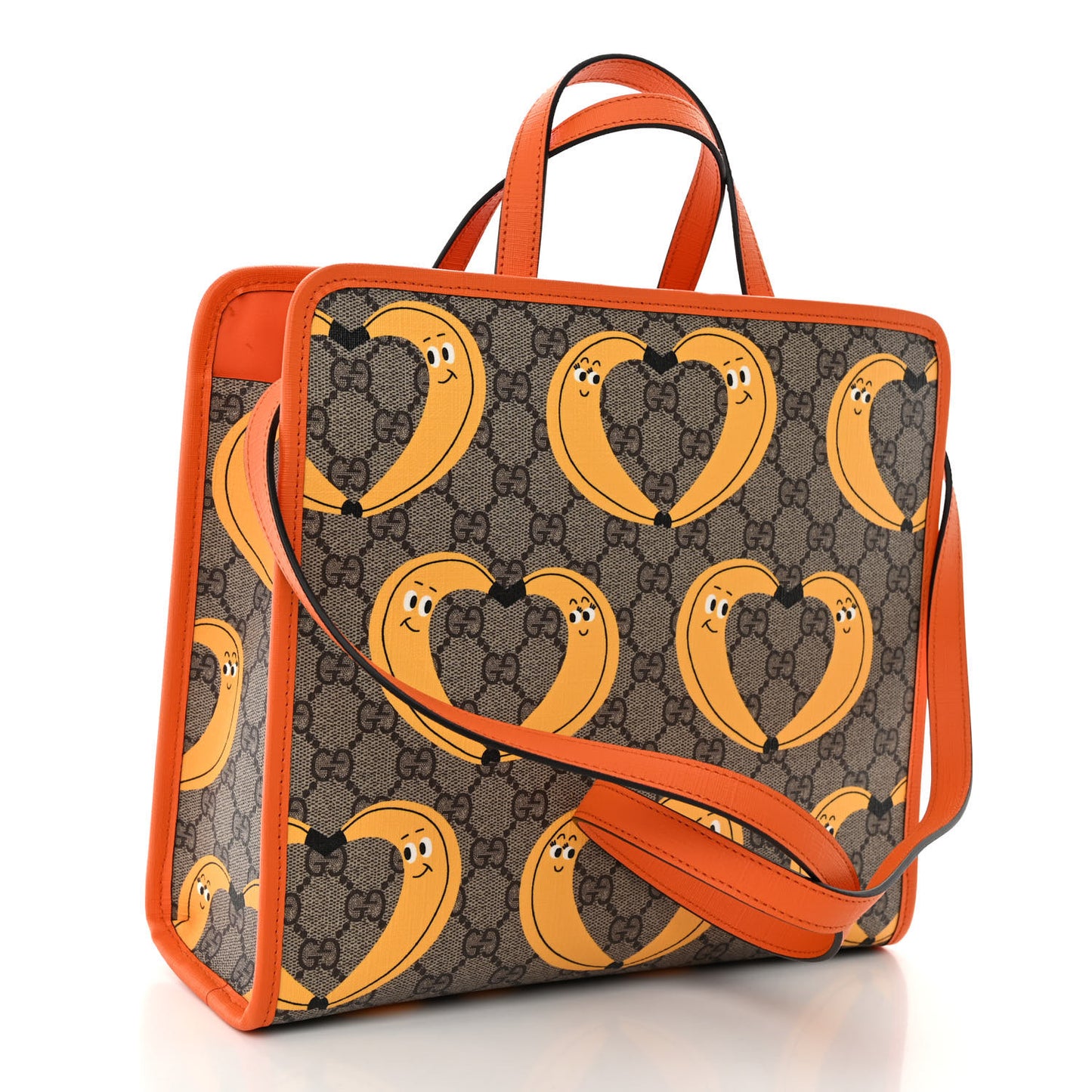 GG Supreme Monogram Banana Childrens Tote Beige Ebony Multicolor Carrot Orange