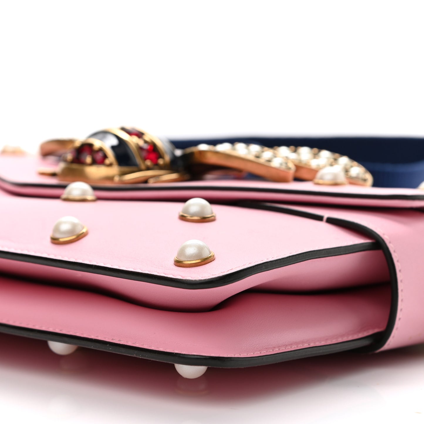 Nappa Pearl Studded Mini Queen Margaret Broadway Shoulder Bag Sugar Pink