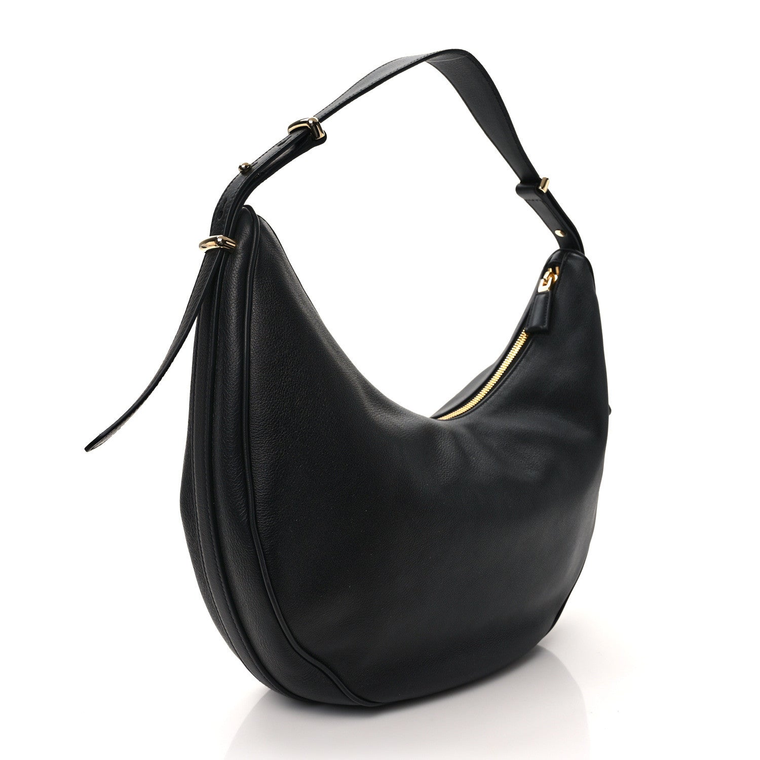 Prada Soft Calfskin Arque Shoulder Bag Black 3 of 11