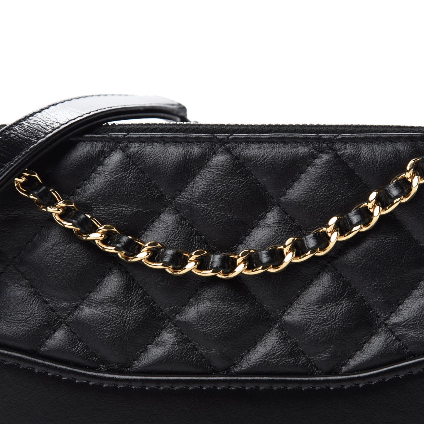 Aged Calfskin Quilted Small Gabrielle Clutch With Chain Black