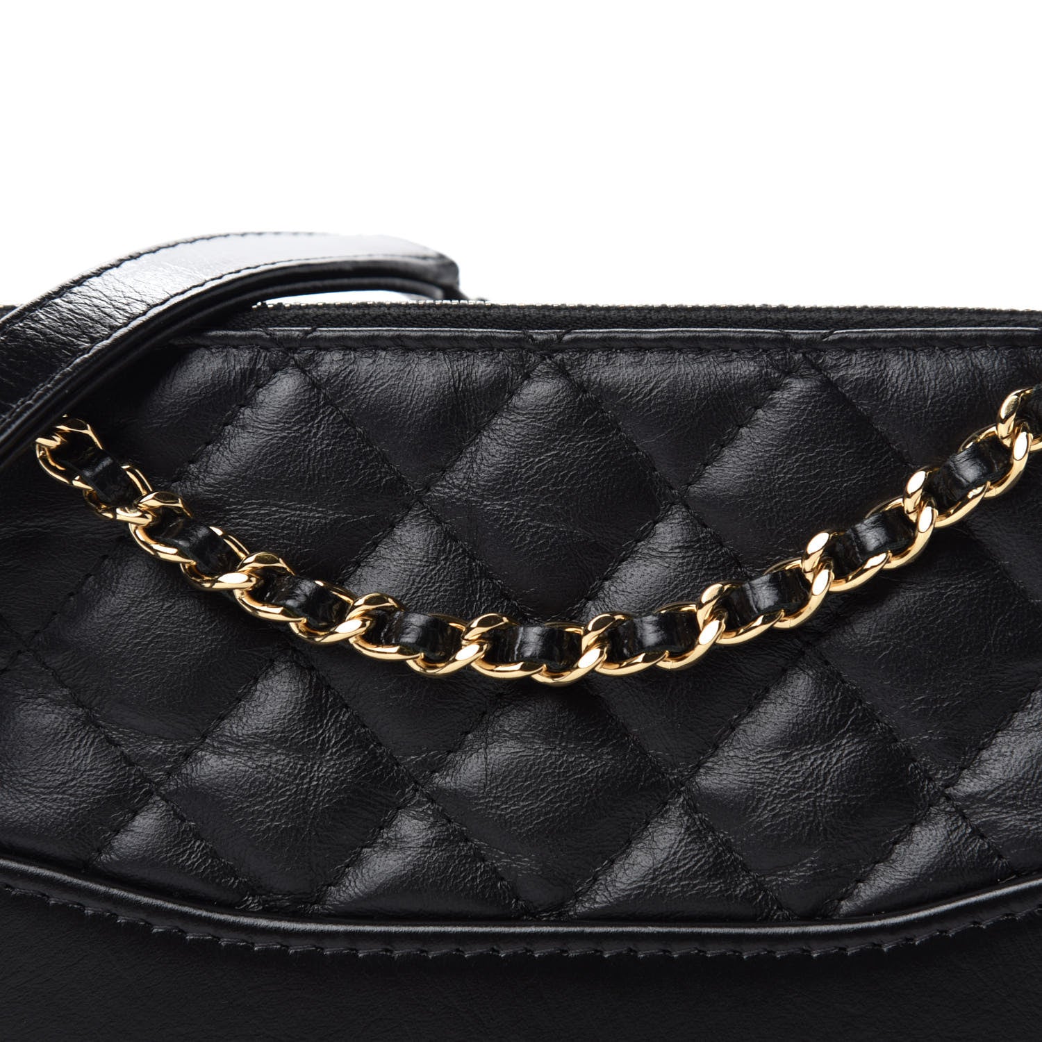 Chanel Aged Calfskin Quilted Small Gabrielle Clutch With Chain Black 11 of 12