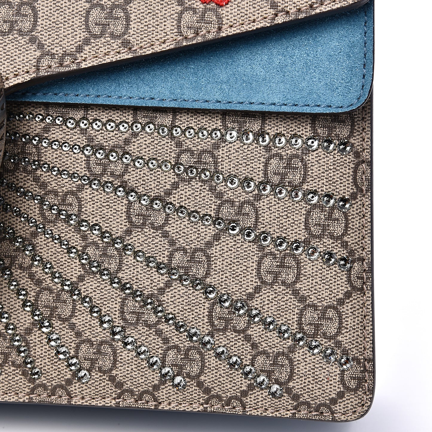 GG Supreme Monogram Angry Cat Embroidered Medium Dionysus Shoulder Bag Beige Ultramarine