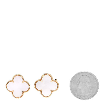 Van Cleef & Arpels 18K Yellow Gold Mother of Pearl Magic Alhambra Earrings 2 of 6