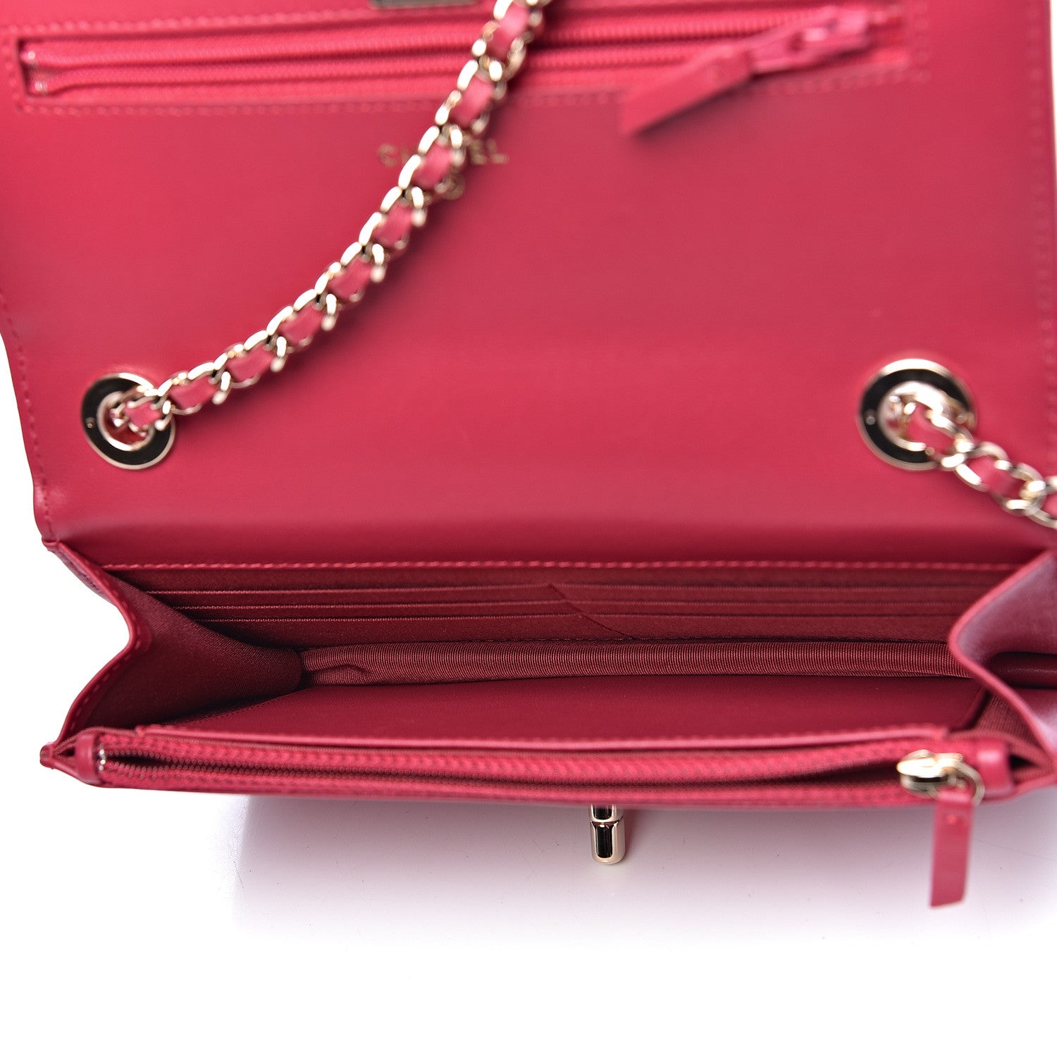 Chanel Lambskin Quilted Trendy CC Wallet On Chain WOC Dark Pink 5 of 13