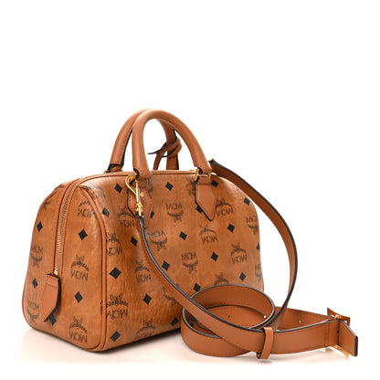 MCM Visetos Small Ella Boston Bag Cognac 3 of 9