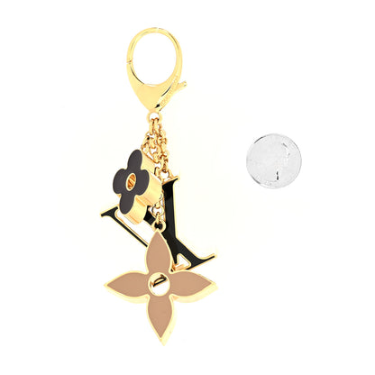 Louis Vuitton Metal Enamel Fleur De Monogram Bag Charm Dore 2 of 4