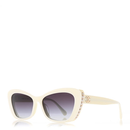 Chanel Acetate Pearl Cat Eye CC Sunglasses 5481-H-A White 1 of 9