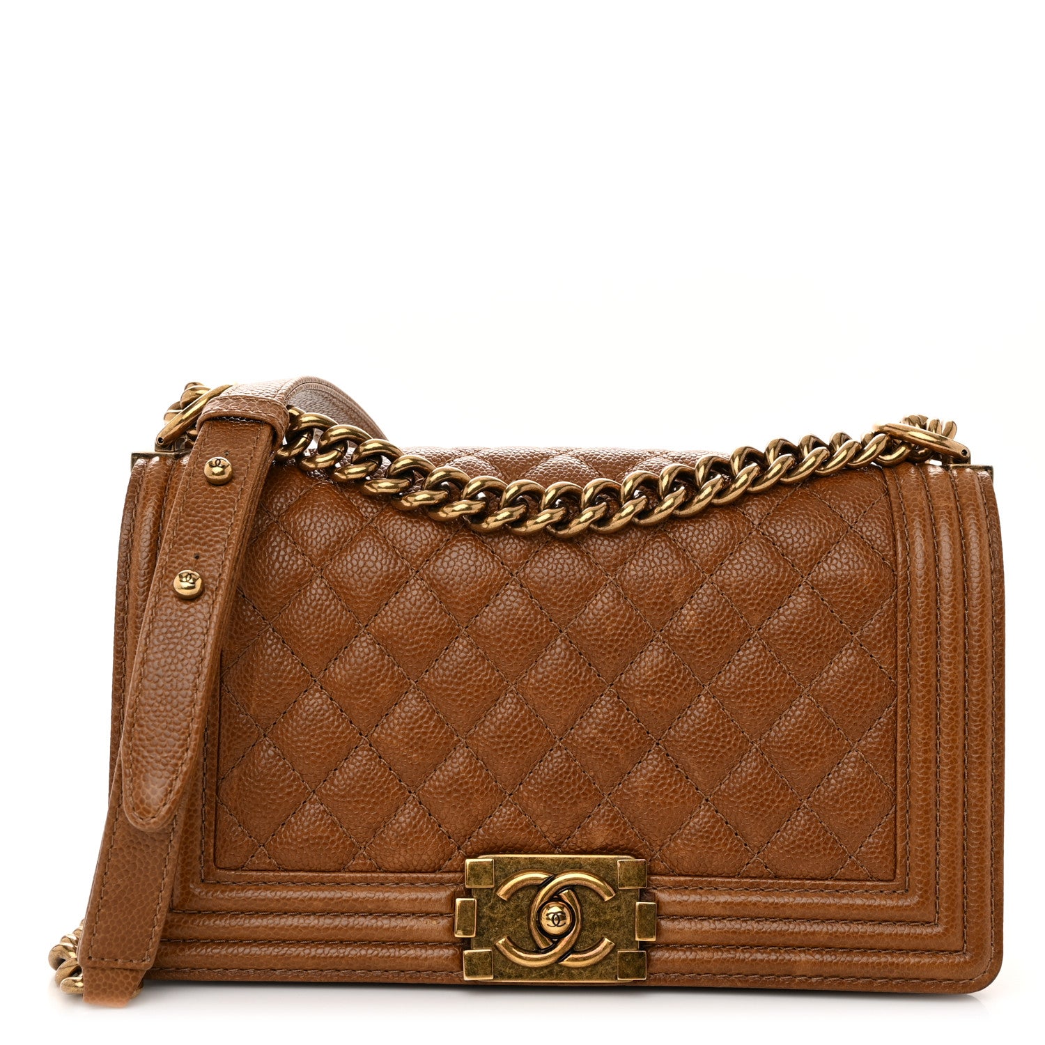 Chanel Caviar Quilted Medium Boy Flap Light Brown 1 of 11