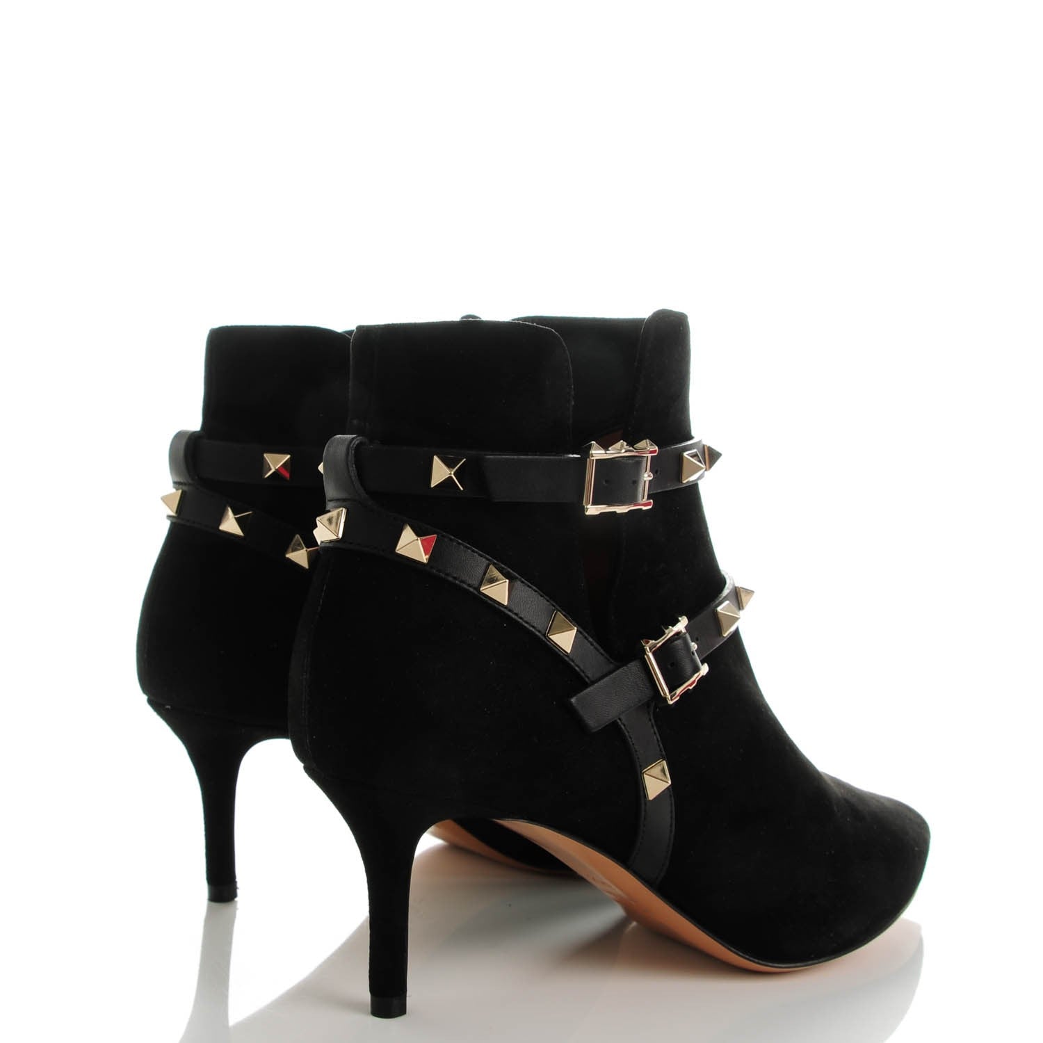 Valentino Garavani Suede Rockstud Double Buckle 65mm Ankle Boots 37.5 Black 4 of 8