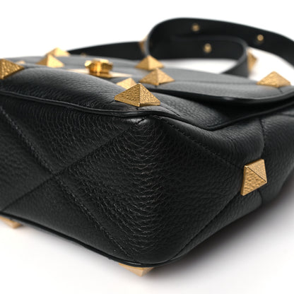 Valentino Garavani Grained Calfskin Large Roman Stud Shoulder Bag Black 9 of 9
