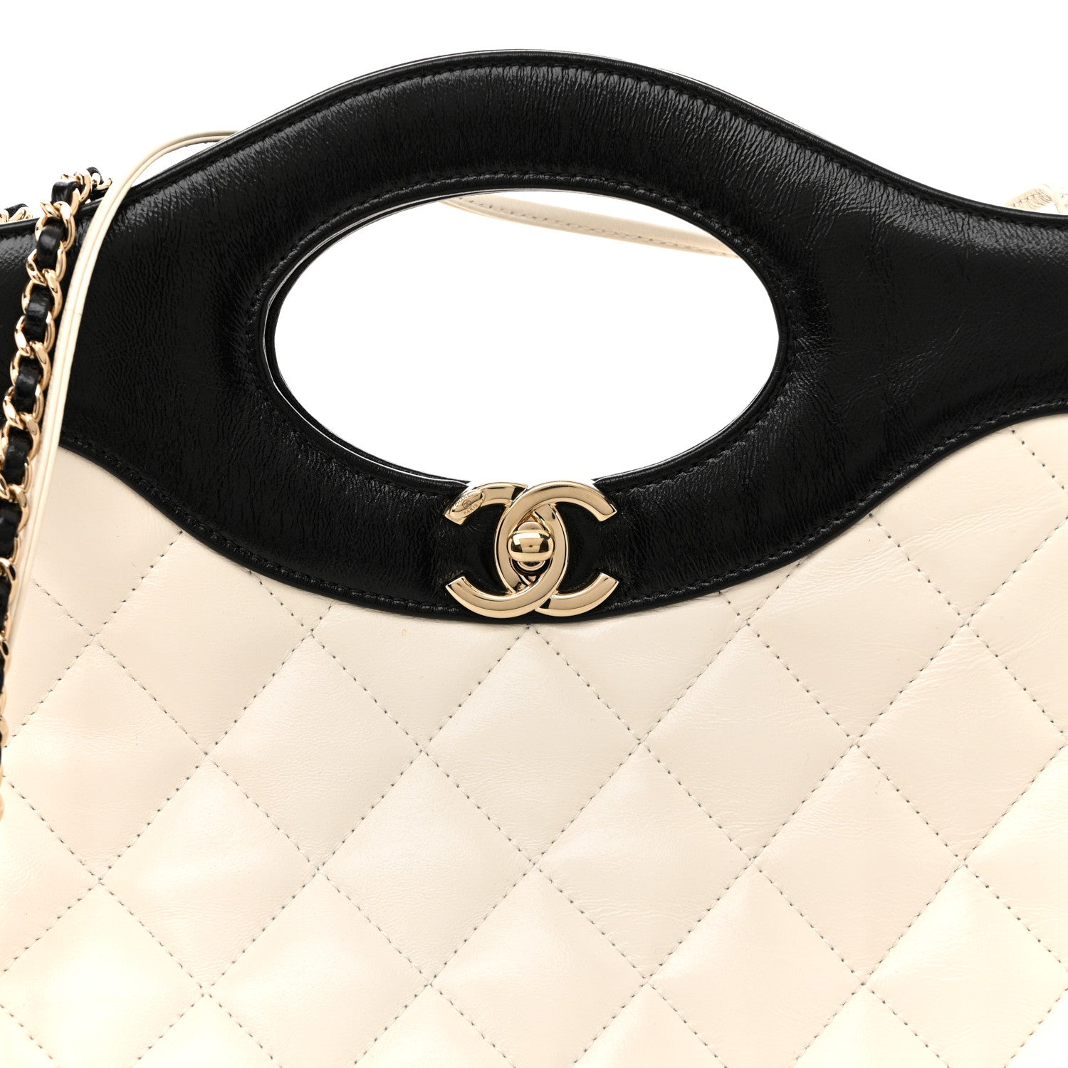 Chanel Patent Calfskin Quilted Mini 31 Shopping Bag White Black 7 of 9