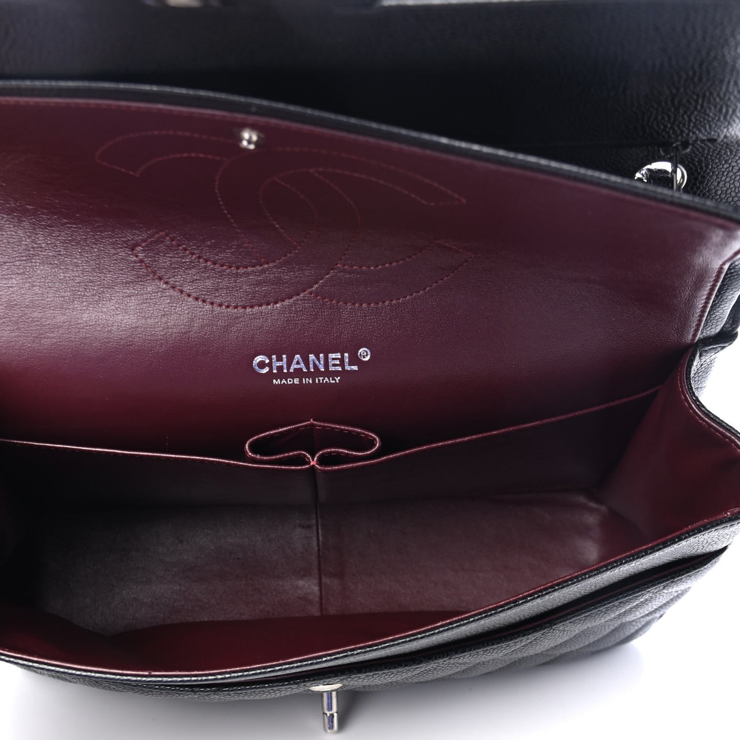 Caviar Quilted Jumbo Double Flap Black