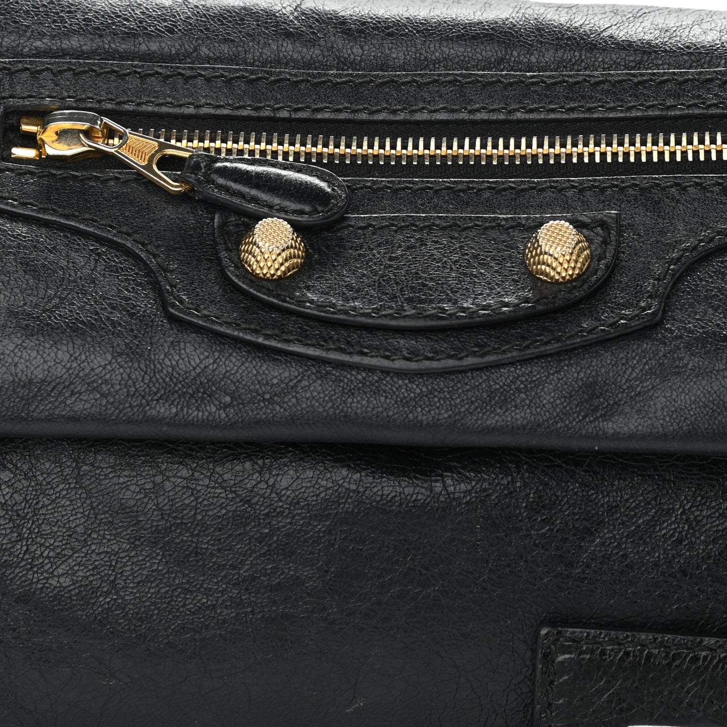 Agneau Giant 12 Gold Hardware Envelope Strap Clutch Black