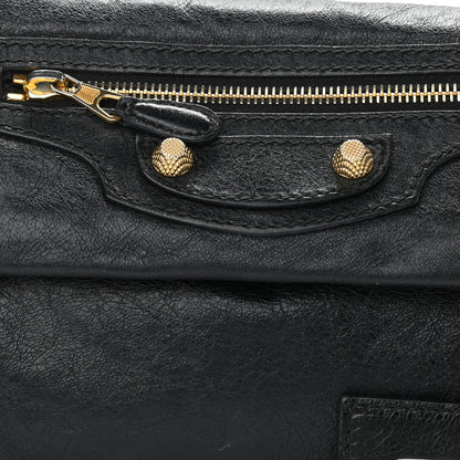Balenciaga Agneau Giant 12 Gold Hardware Envelope Strap Clutch Black 8 of 12