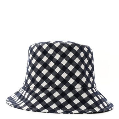Christian Dior Gingham Reversible Teddy-D Brim Bucket Hat 58 Black White 3 of 15