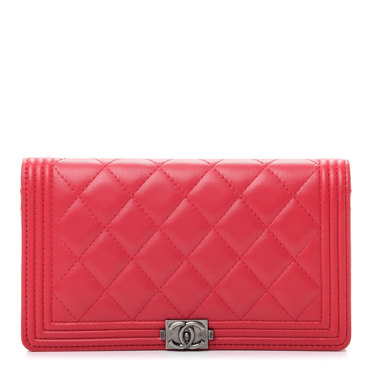 Lambskin Quilted Boy Yen Wallet Pink