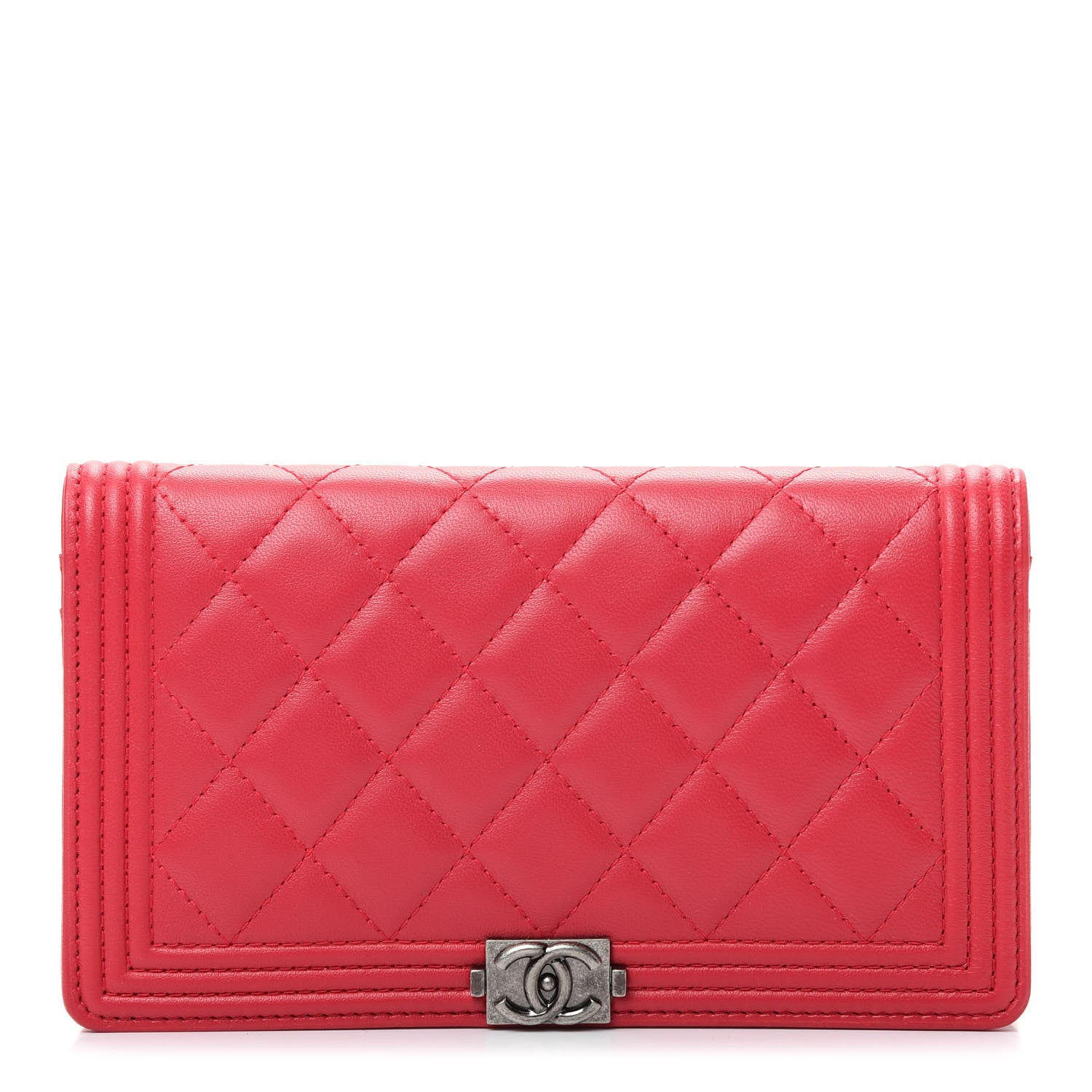 Chanel Lambskin Quilted Boy Yen Wallet Pink 1 of 9