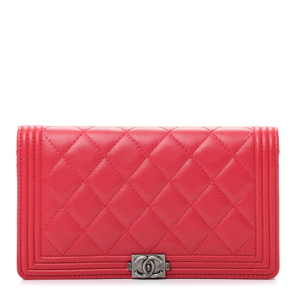 Chanel Lambskin Quilted Boy Yen Wallet Pink 1 of 9