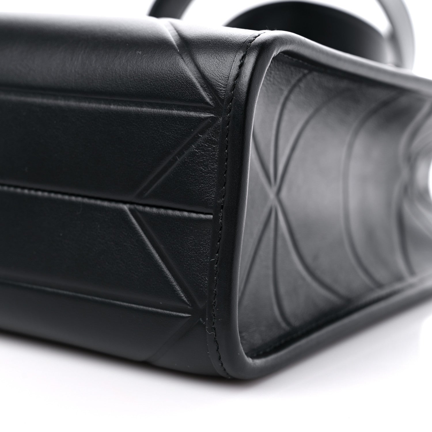 Prada Soft Calfskin Triangolo Symbole Embossed Small Tote Black 8 of 8